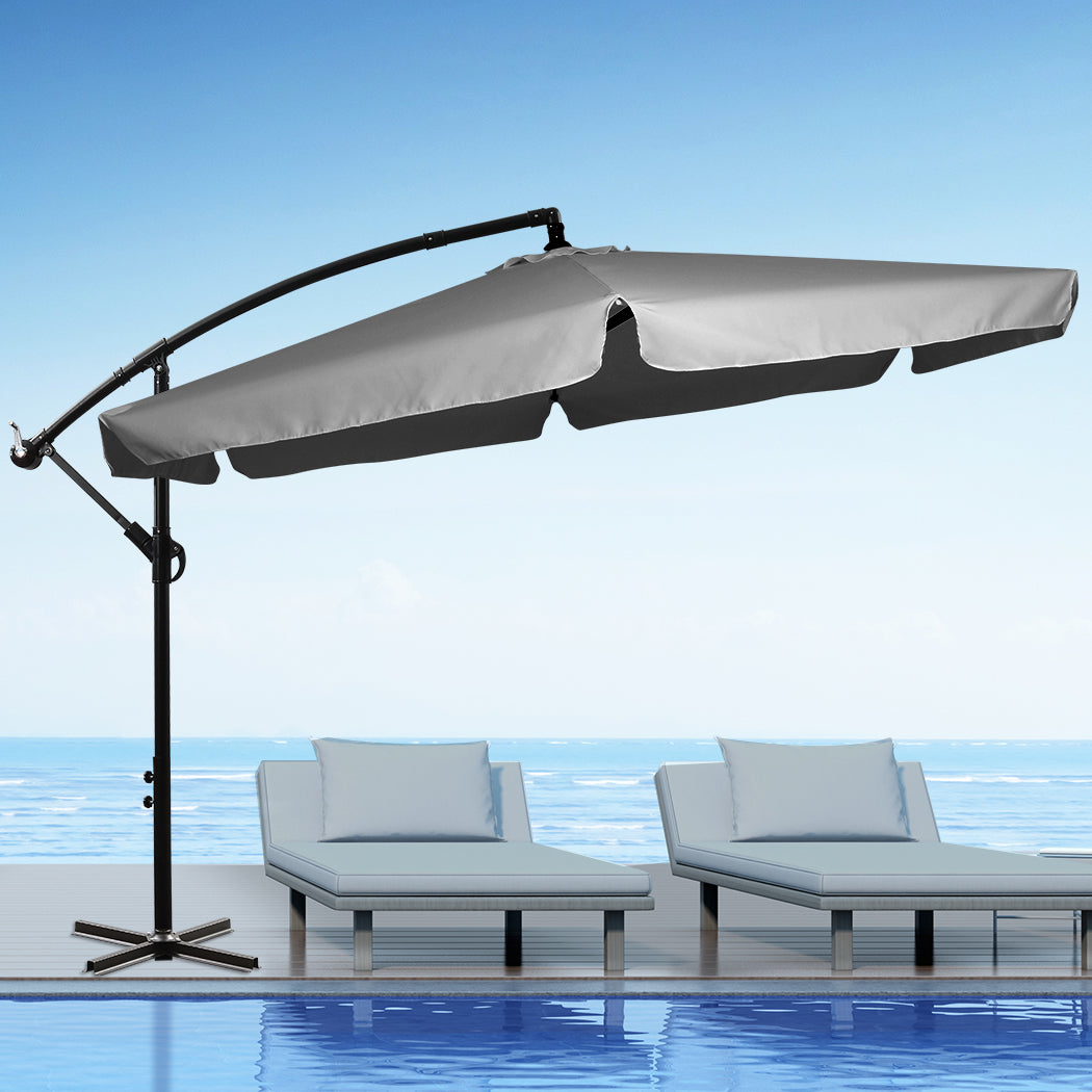 Mountview 3M Cantilever Umbrella Outdoor Grey Without Base-1954802877381873671