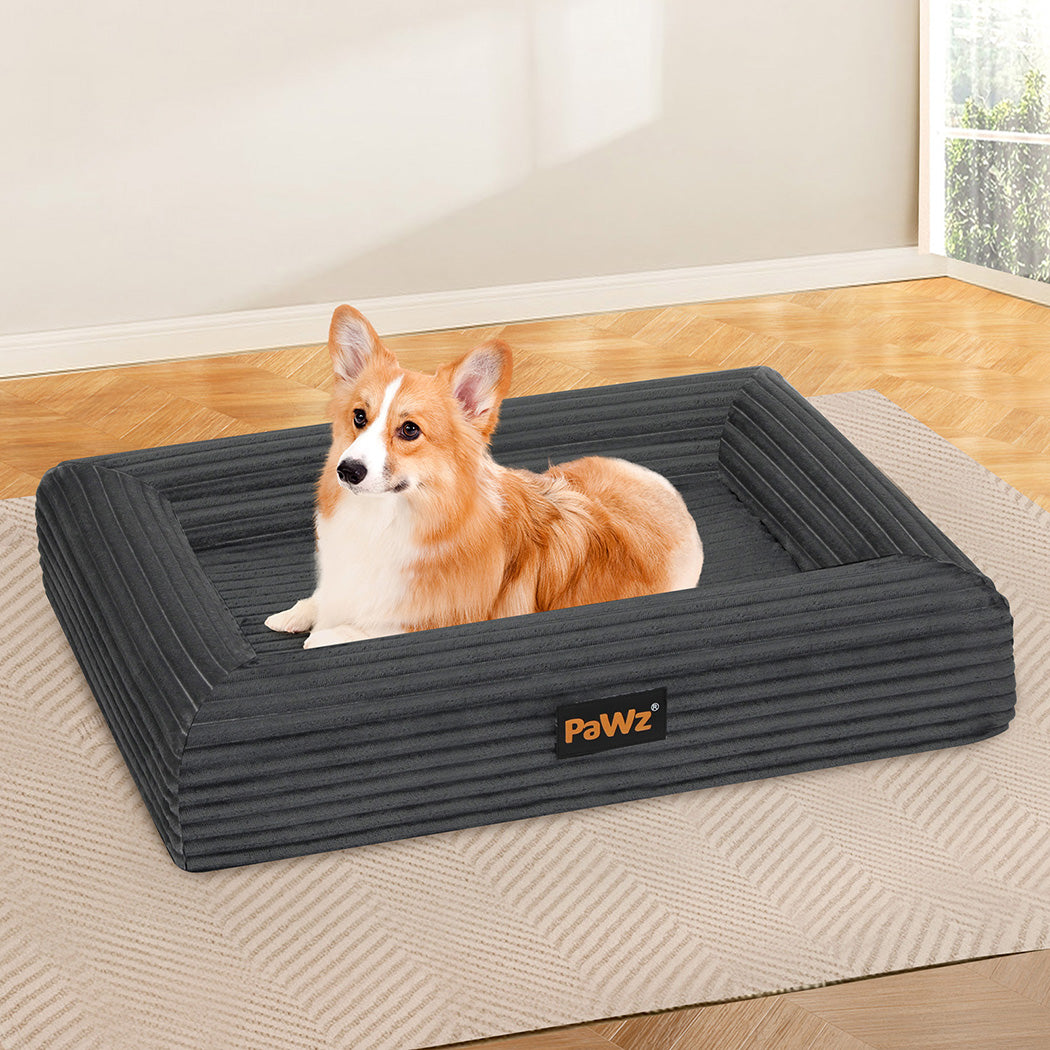 Pawz L Size Orthopedic Dog Bed with Corduroy Removable Cover Waterproof Washable Grey-1973193547268100103