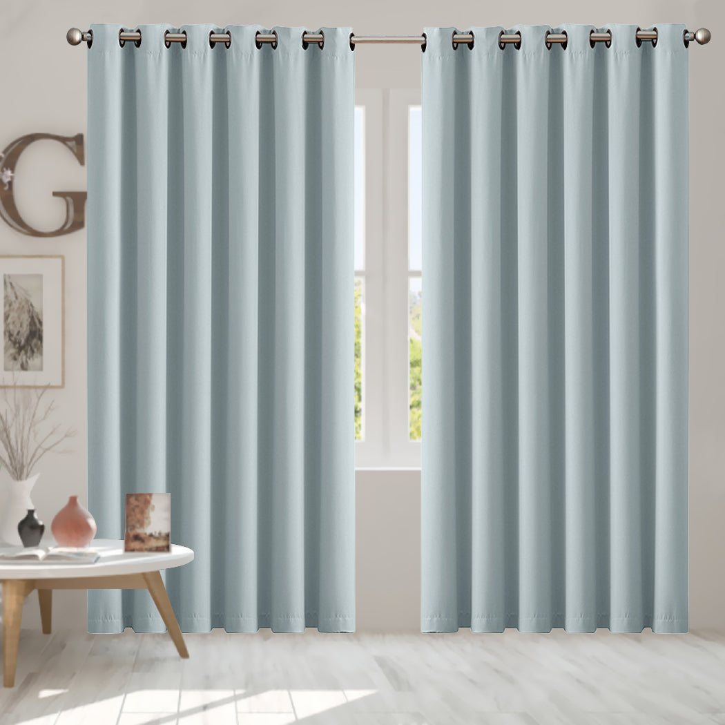 2x Blockout Curtains Panels 3 Layers Green-1910113273798332422