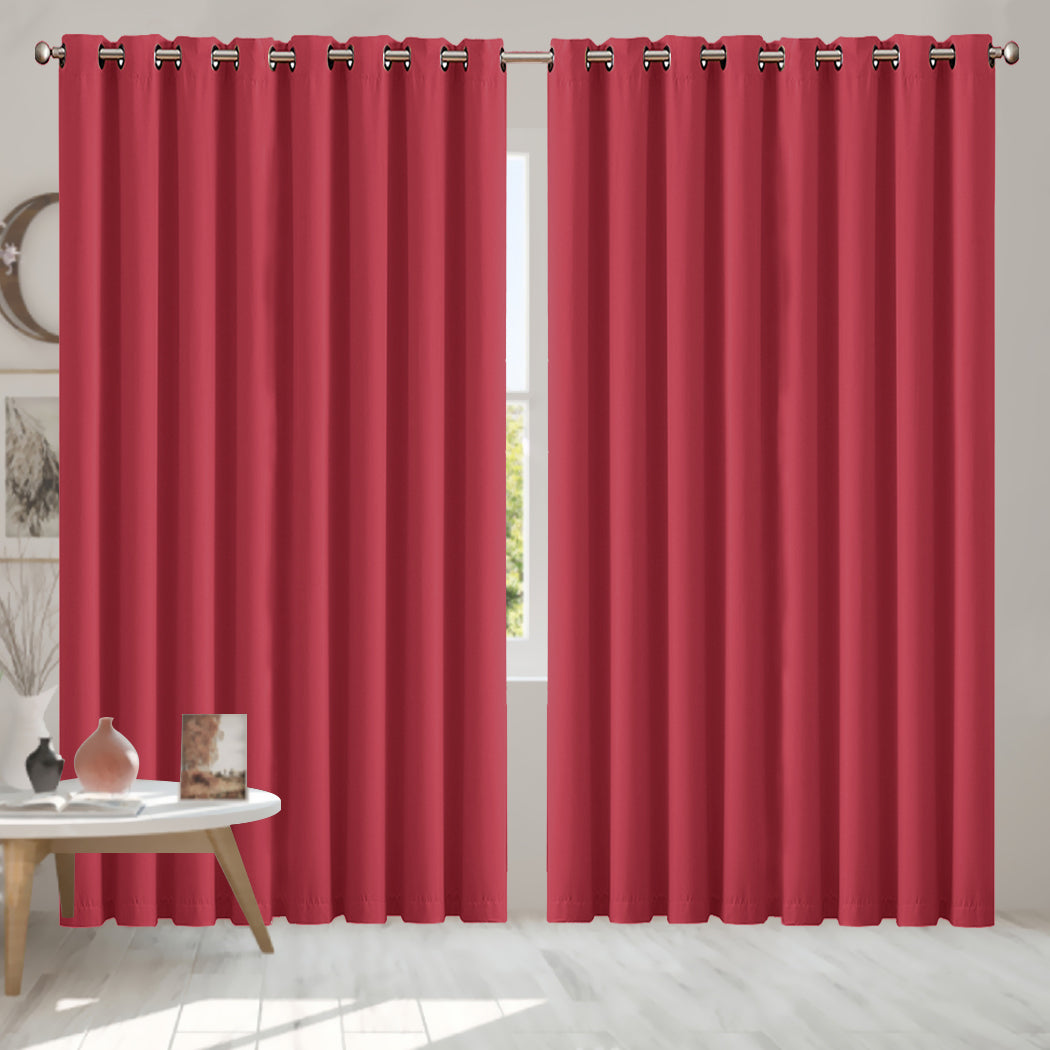 2x Blockout Curtains Panels 3 Layers Burgundy CD1003-300X230-GY-1919892933516070918