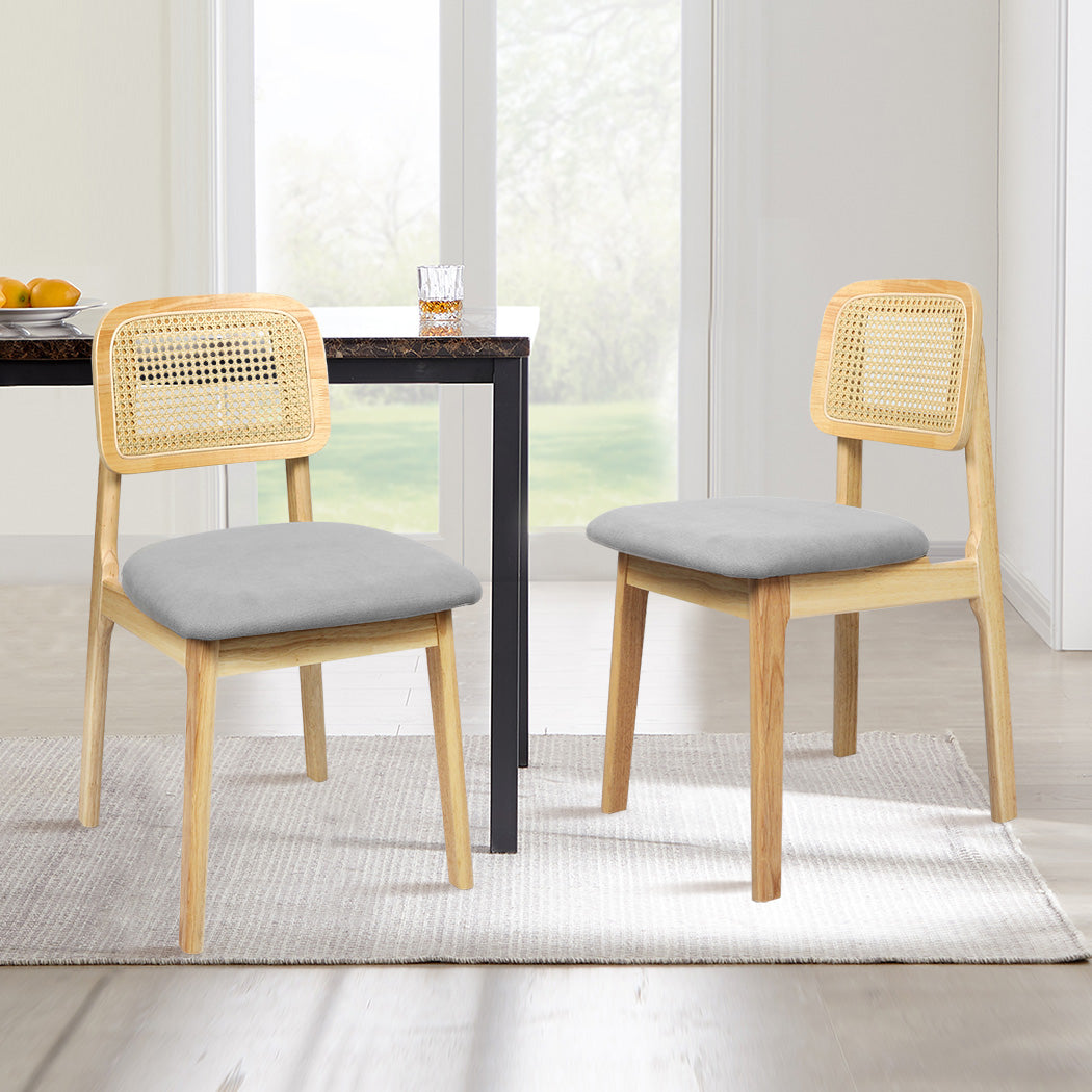Levede 2x Dining Chair Wood Rattan Armless Natural-1954802459243319303