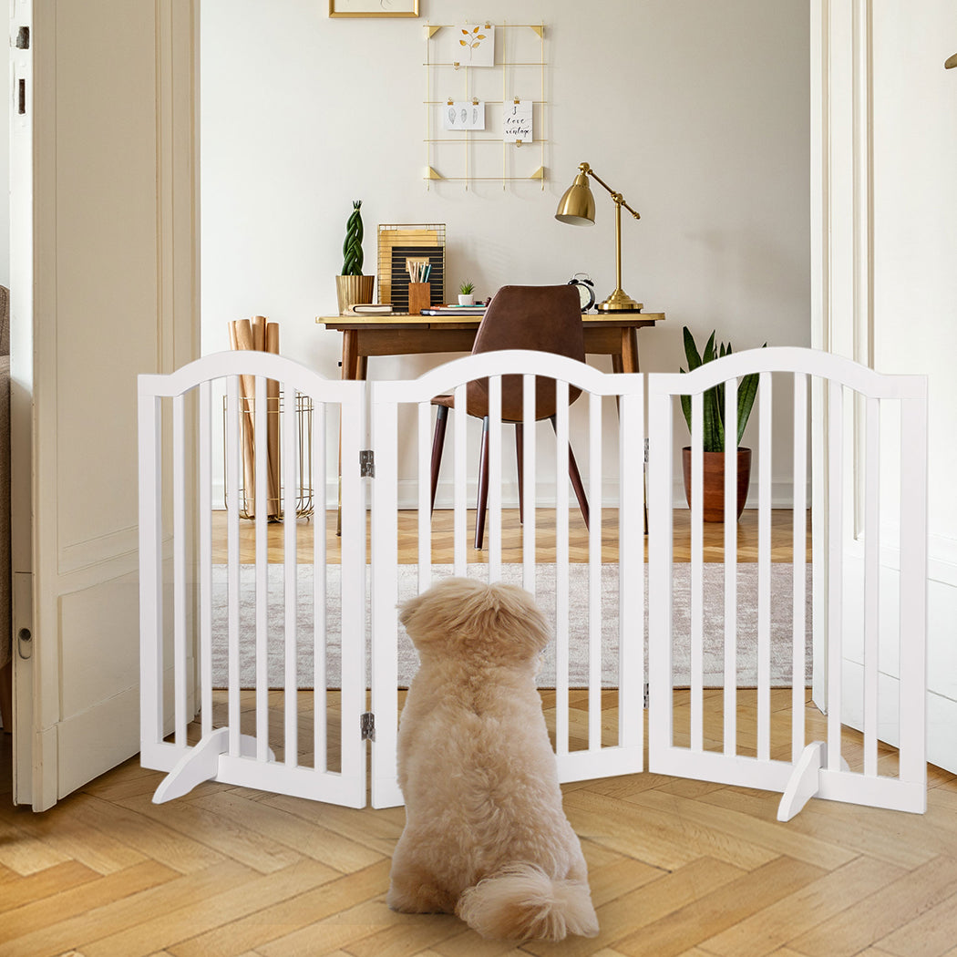 PaWz Wooden Pet Gate Dog Fence Safety White-1910112466243817479
