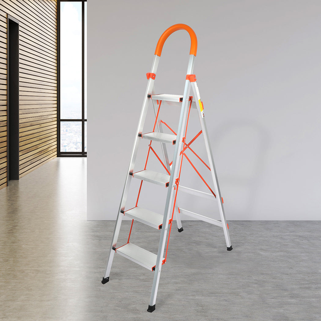 Traderight 5 Step Ladder Folding Aluminium-1954802743285780487