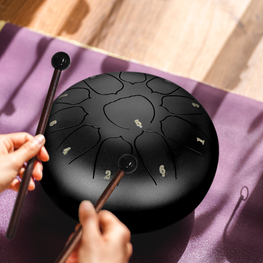 Steel Tongue Drum 10 Inch 11 Notes Hand Black-1919892879317274631