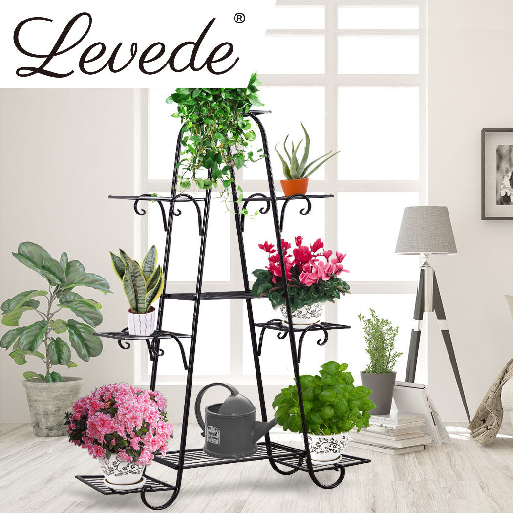 Levede Outdoor Indoor Metal Plant Stand Black-1910112812177428487