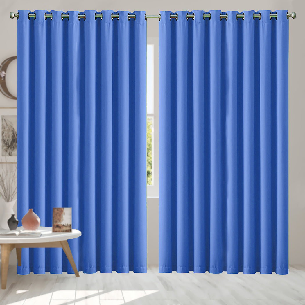 2x Blockout Curtains Panels 3 Layers Blue CD1003-300X230-GY-1919892932463300614