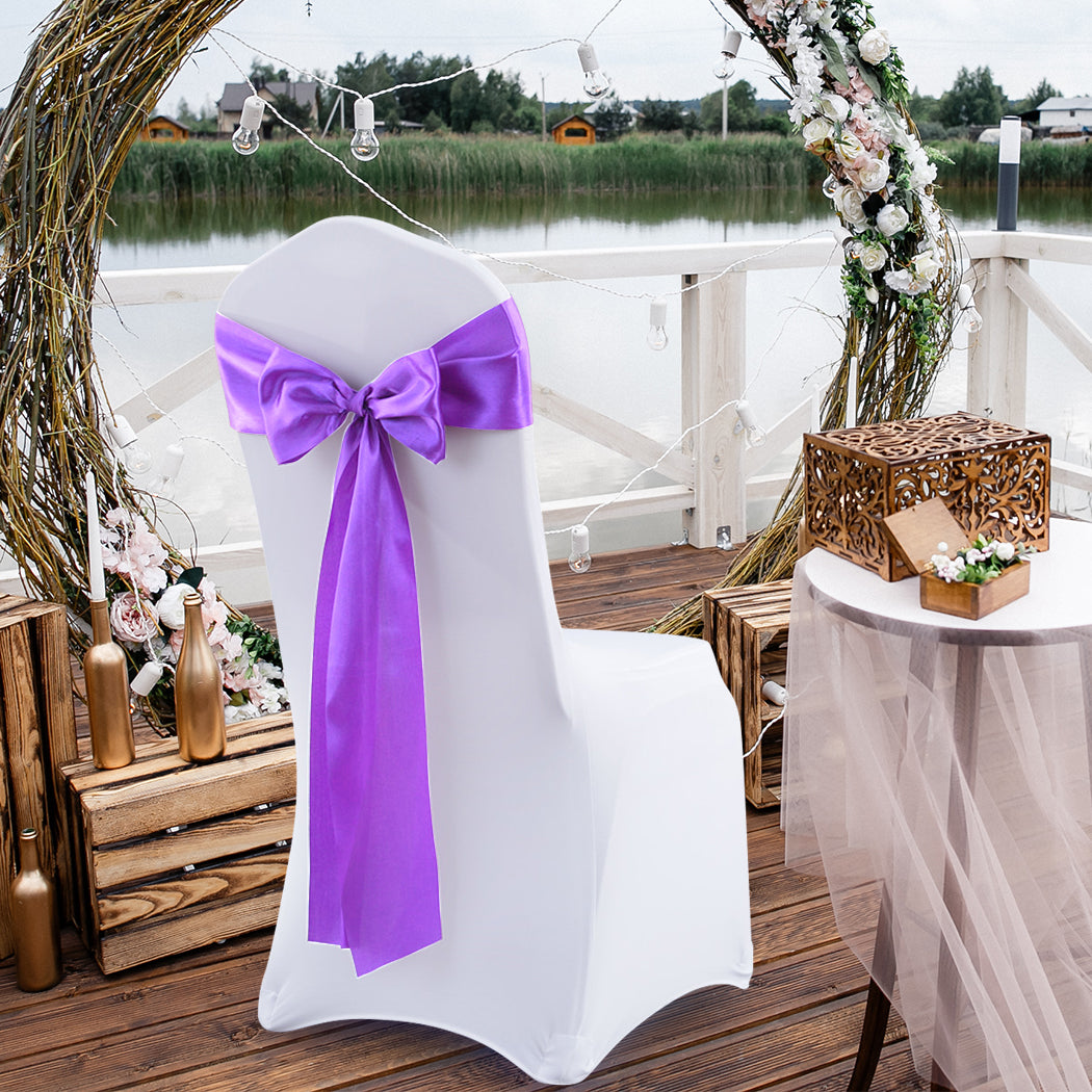 50x Satin Chair Sashes Cloth Cover Wedding Lavender-1954802695051284486