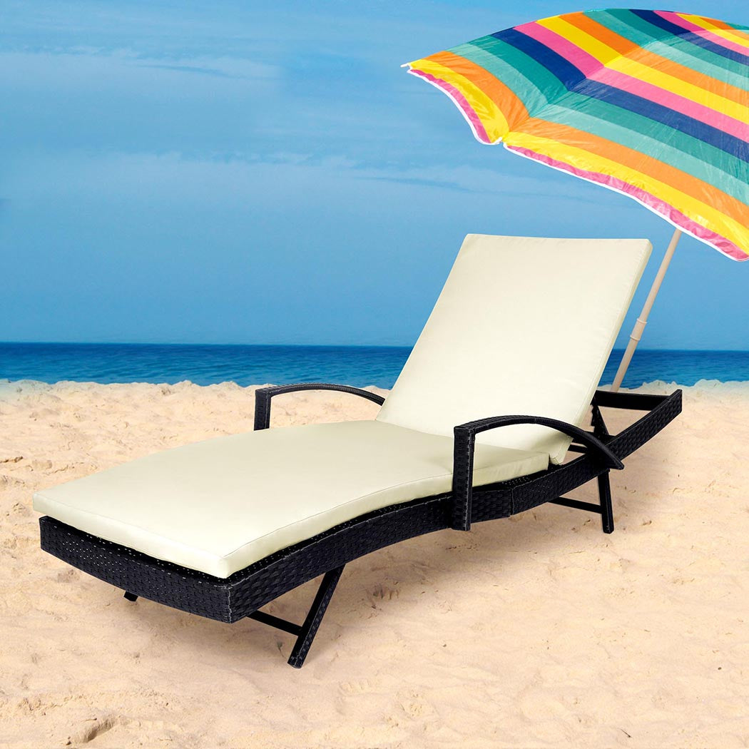 Levede Outdoor Sun Lounger Furniture Beige-1954802878212345863