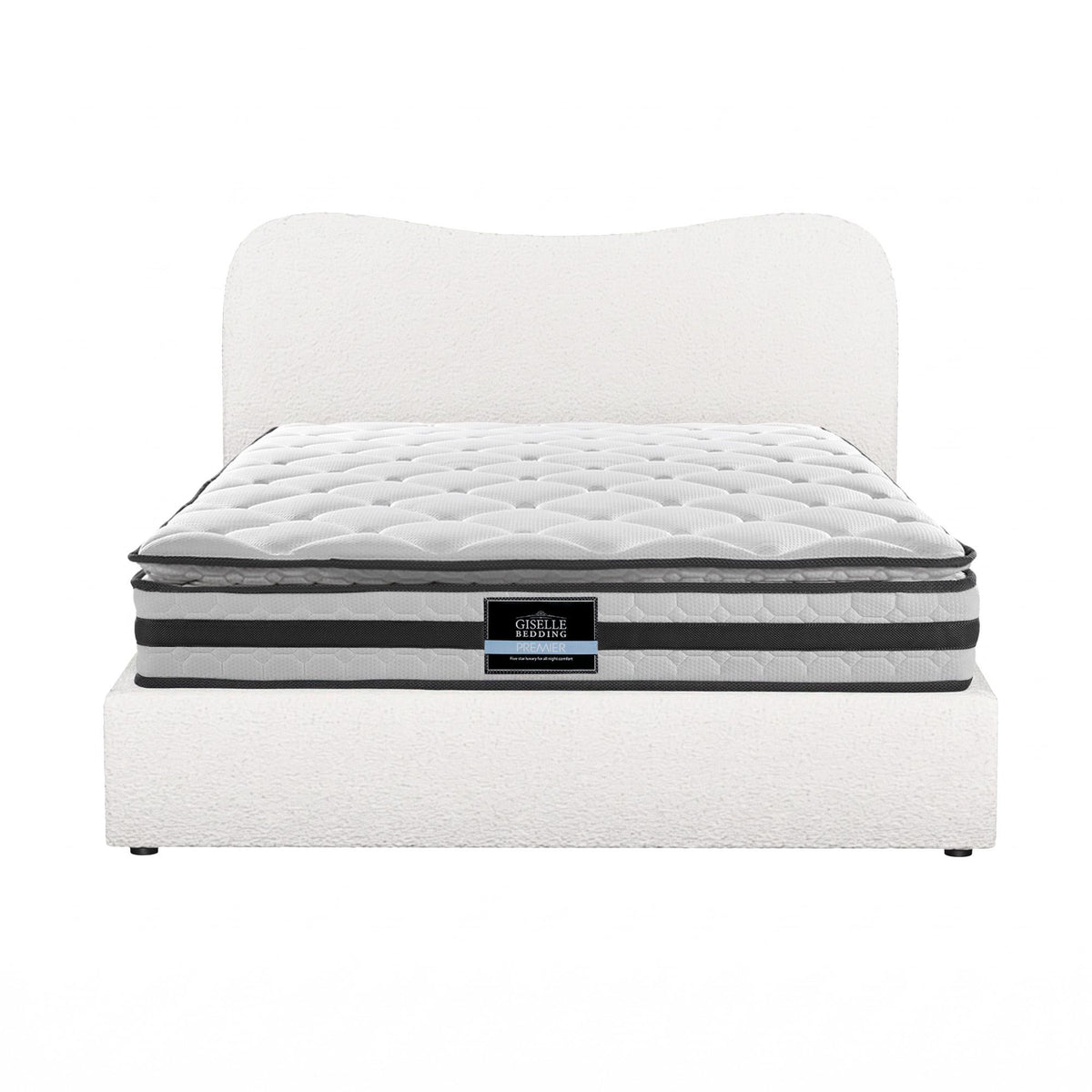 Giselle 21cm Bonnell Pillow Top Mattress Artiss Double Boucle Bed Frame Set