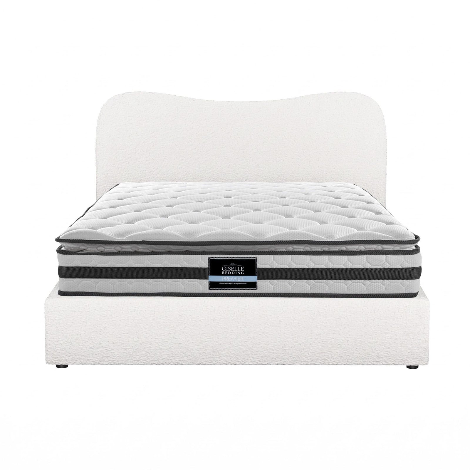 Giselle 21cm Bonnell Pillow Top Mattress Artiss Double Boucle Bed Frame Set