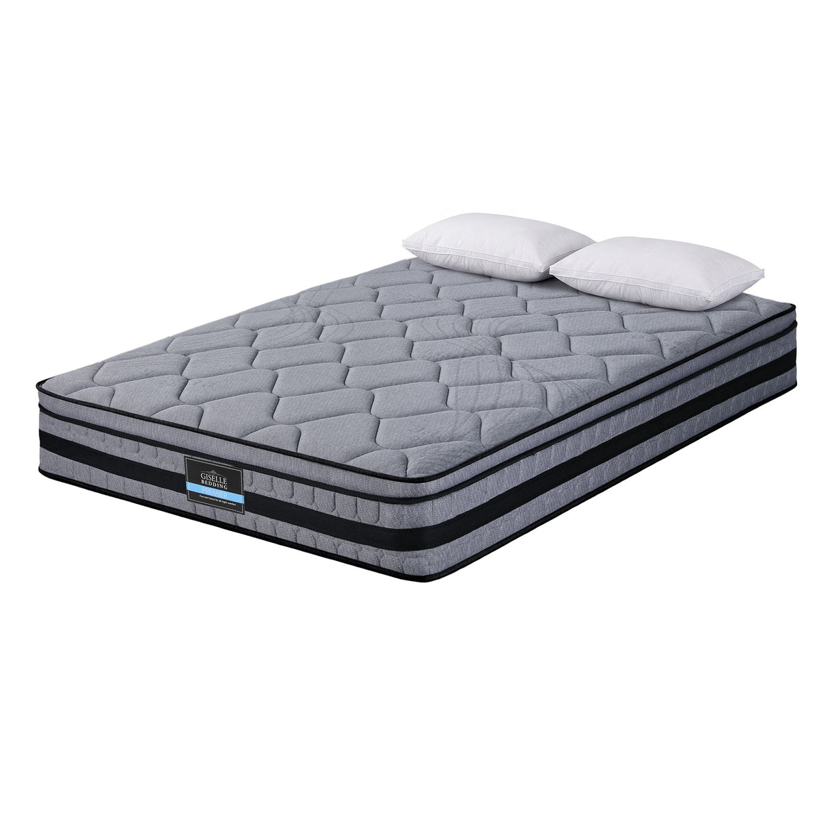 Giselle King 34cm Euro Top Pocket Spring Mattress with 2 Feather Down Pillows Set
