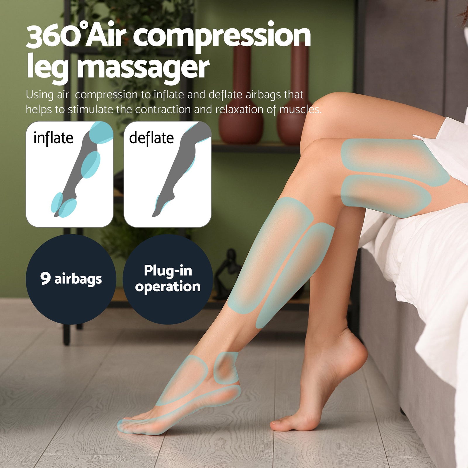 Livemor Electric Leg Foot Massager Air Wrap With Shiatsu Neck Massager Heating