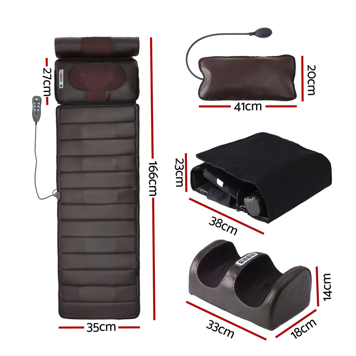 Livemor Massage Mat Kneading Neck Foot Massager Heated Vibration Airbag Mattress