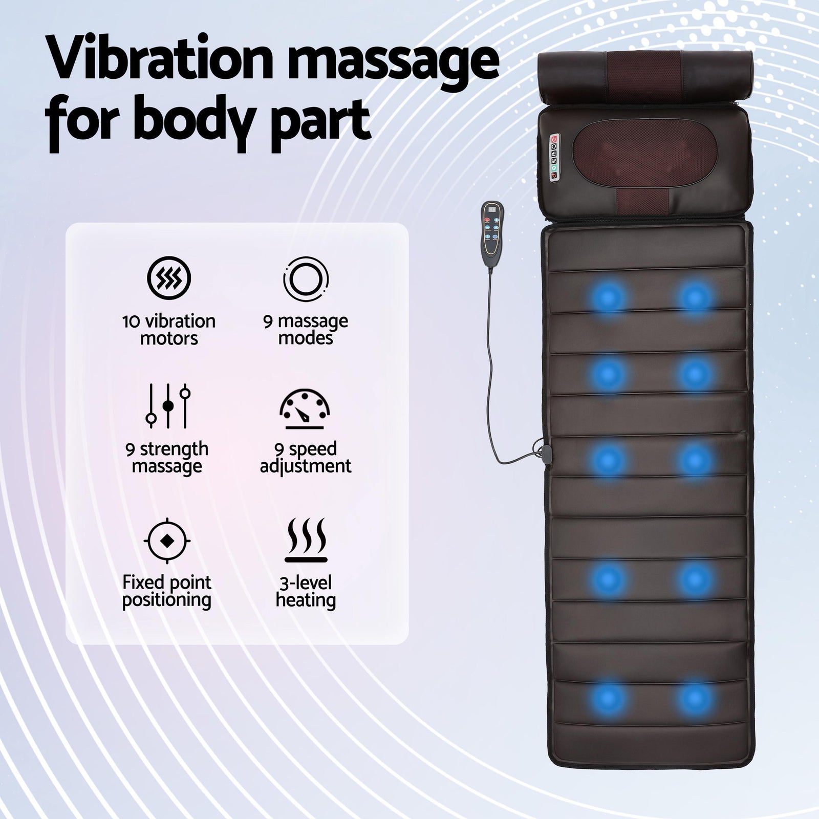 Livemor Massage Mat Kneading Neck Foot Massager Heated Vibration Airbag Mattress