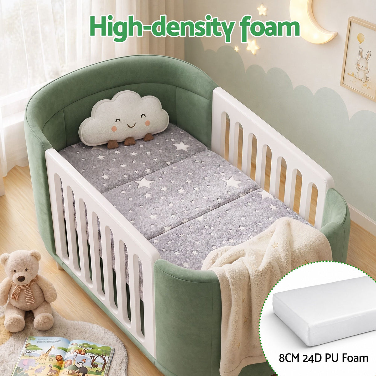 Giselle Bedding Foldable Cot Mattress for Travel Cot, Glow-in-Dark Cover