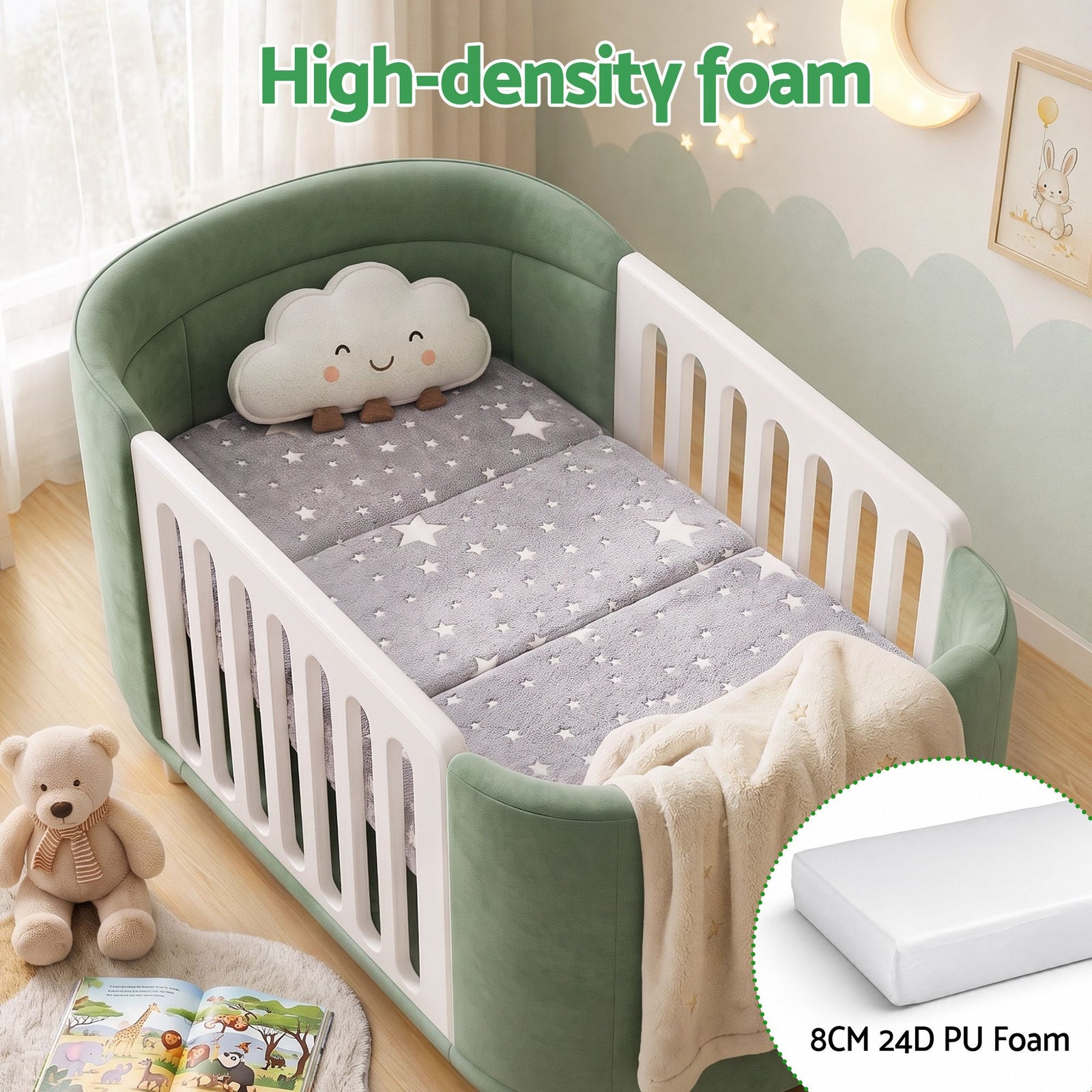 Giselle Bedding Foldable Cot Mattress for Travel Cot, Glow-in-Dark Cover