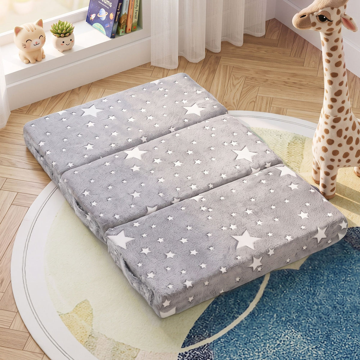 Giselle Bedding Foldable Cot Mattress for Travel Cot, Glow-in-Dark Cover