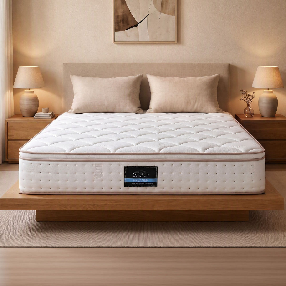Giselle 30cm Queen Spring Mattress Tencel Cover 5-Zone Firm Back Support