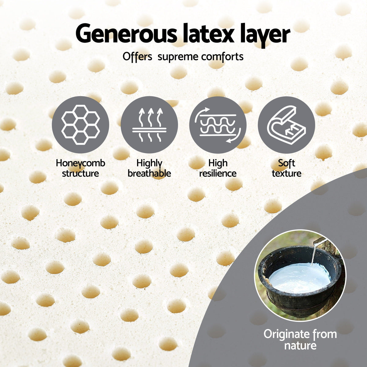 Giselle Bedding King Single Mattress 25cm Pocket Spring Latex Euro Top Medium Firm Bed