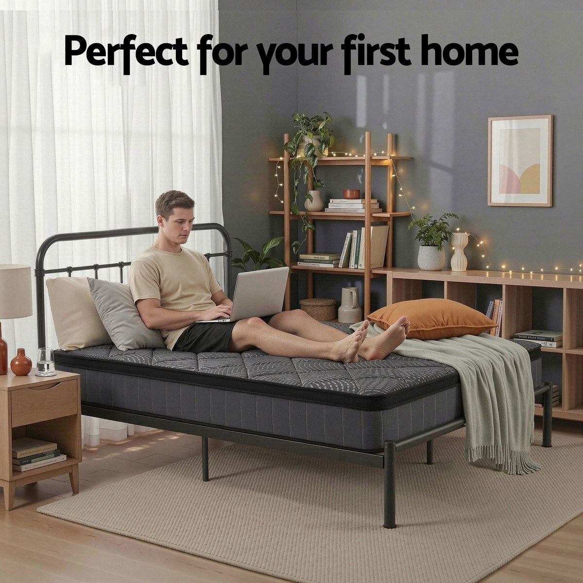 Giselle Bedding King Single Mattress 25cm Pocket Spring Latex Euro Top Medium Firm Bed