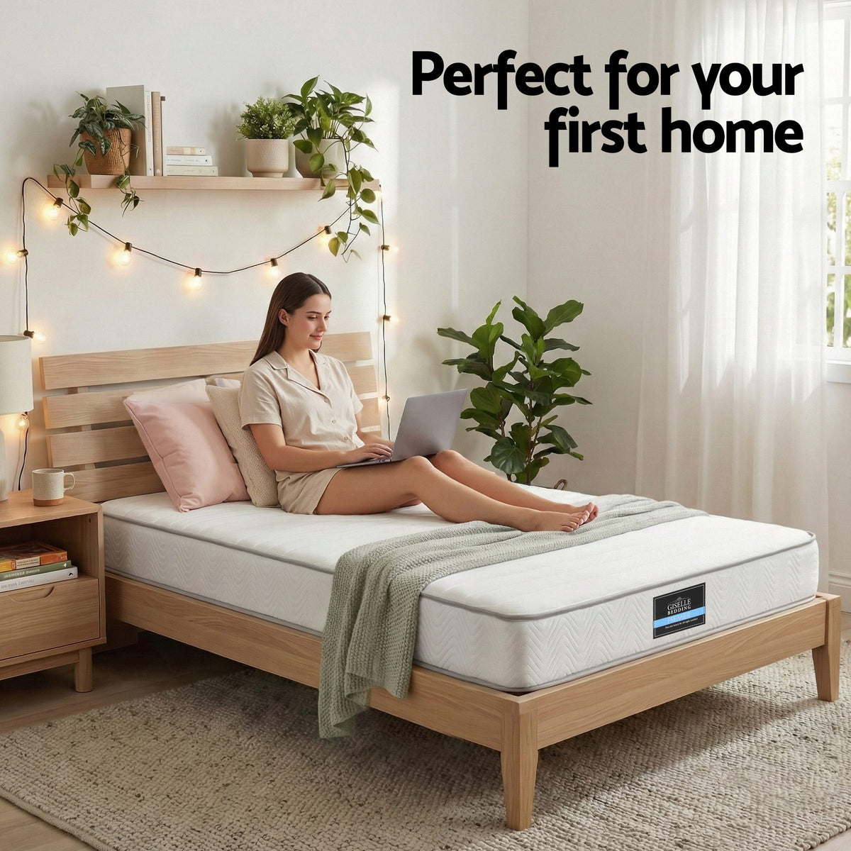 Giselle Single Mattress 20cm with Reinforced Edge Support Egg-Crate Foam