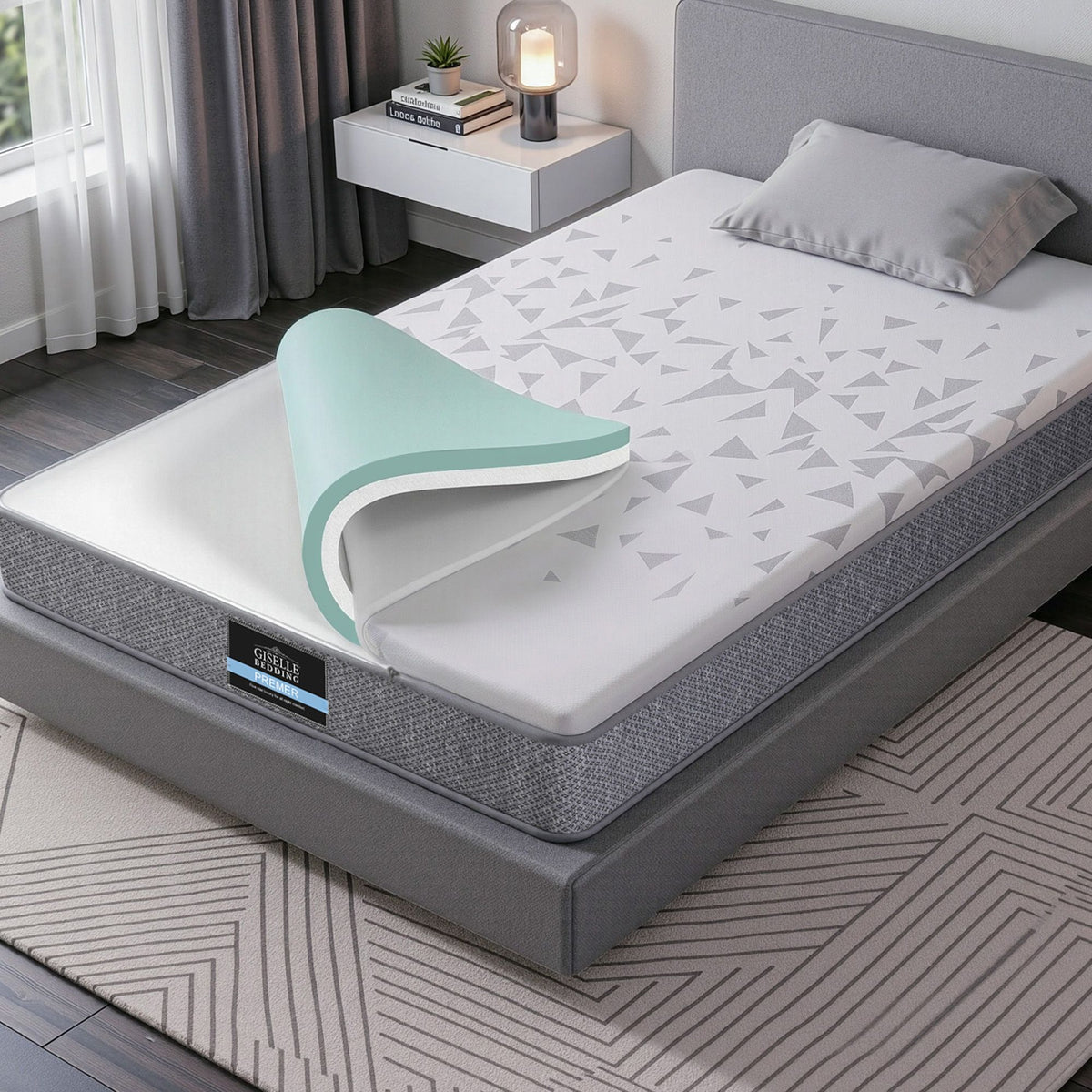 Giselle Bedding King Single Mattress 23cm Pocket Spring Mattress with Adjustable Firmness Reversible Foam Layer for Medium Firm &amp; Firm Support Motion Isolation Bedroom Bed