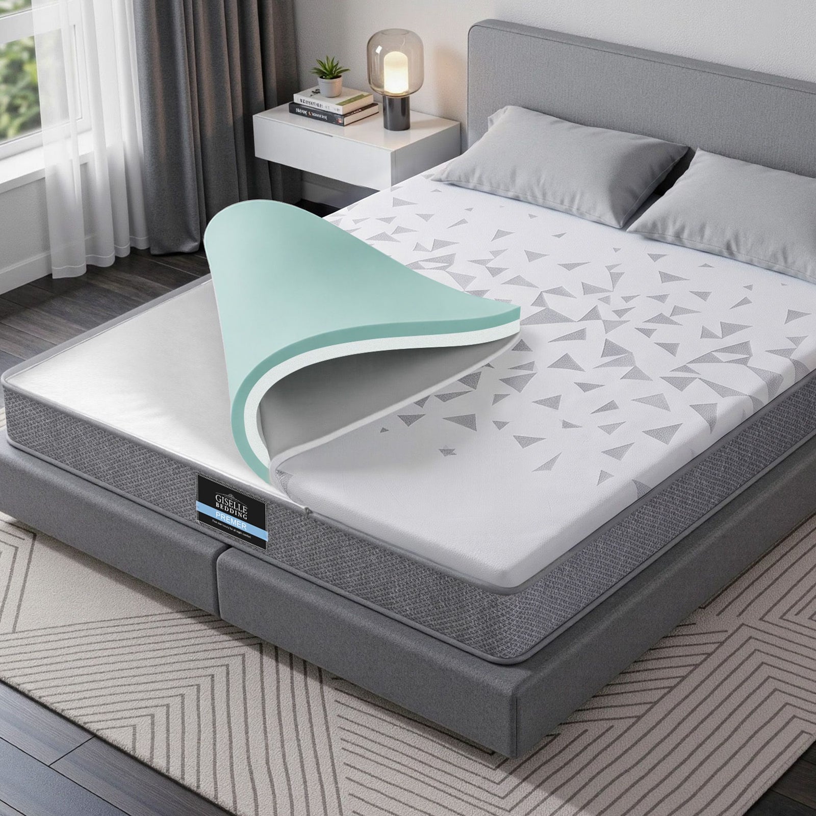 Giselle Bedding Queen Mattress 23cm Pocket Spring Mattress with Adjustable Firmness Reversible Foam Layer for Medium Firm & Firm Support Motion Isolation Bedroom Bed