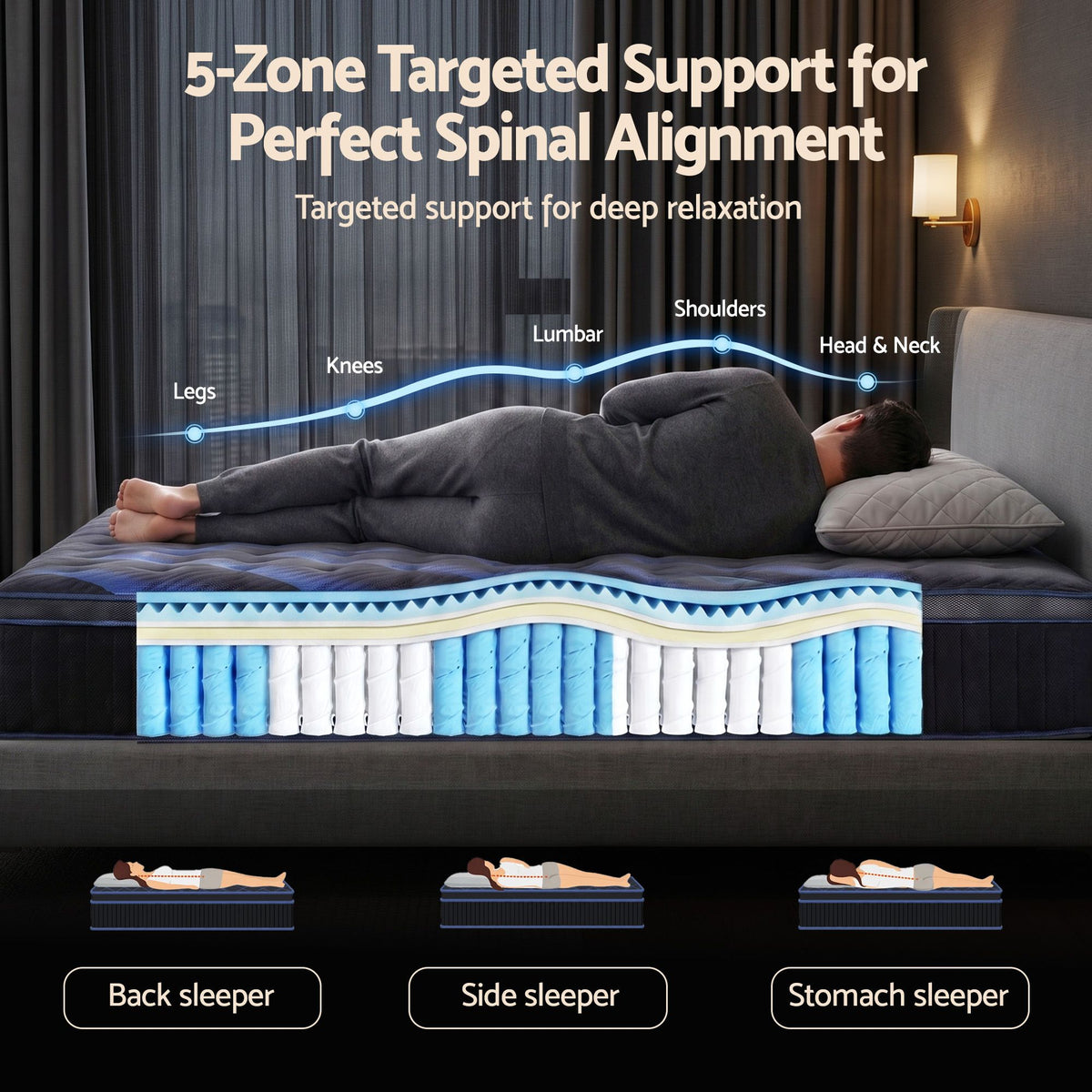 Giselle 34cm King Single Hybrid Mattress with Cooling Gel Memory Foam and Edge Support
