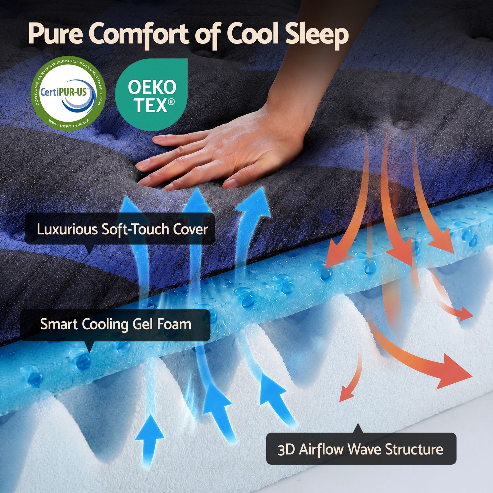 Giselle 34cm Queen Hybrid Mattress with Cooling Gel Memory Foam and Edge Support