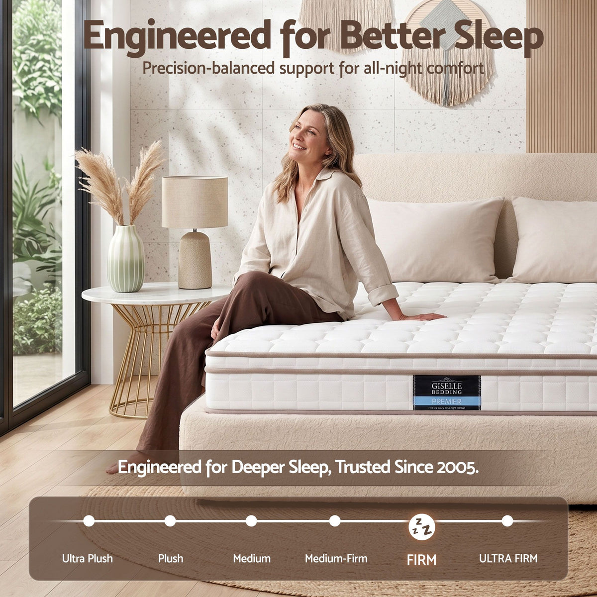 Giselle 20cm Firm Queen Mattress Pocket Spring for Bedroom or Guest Room