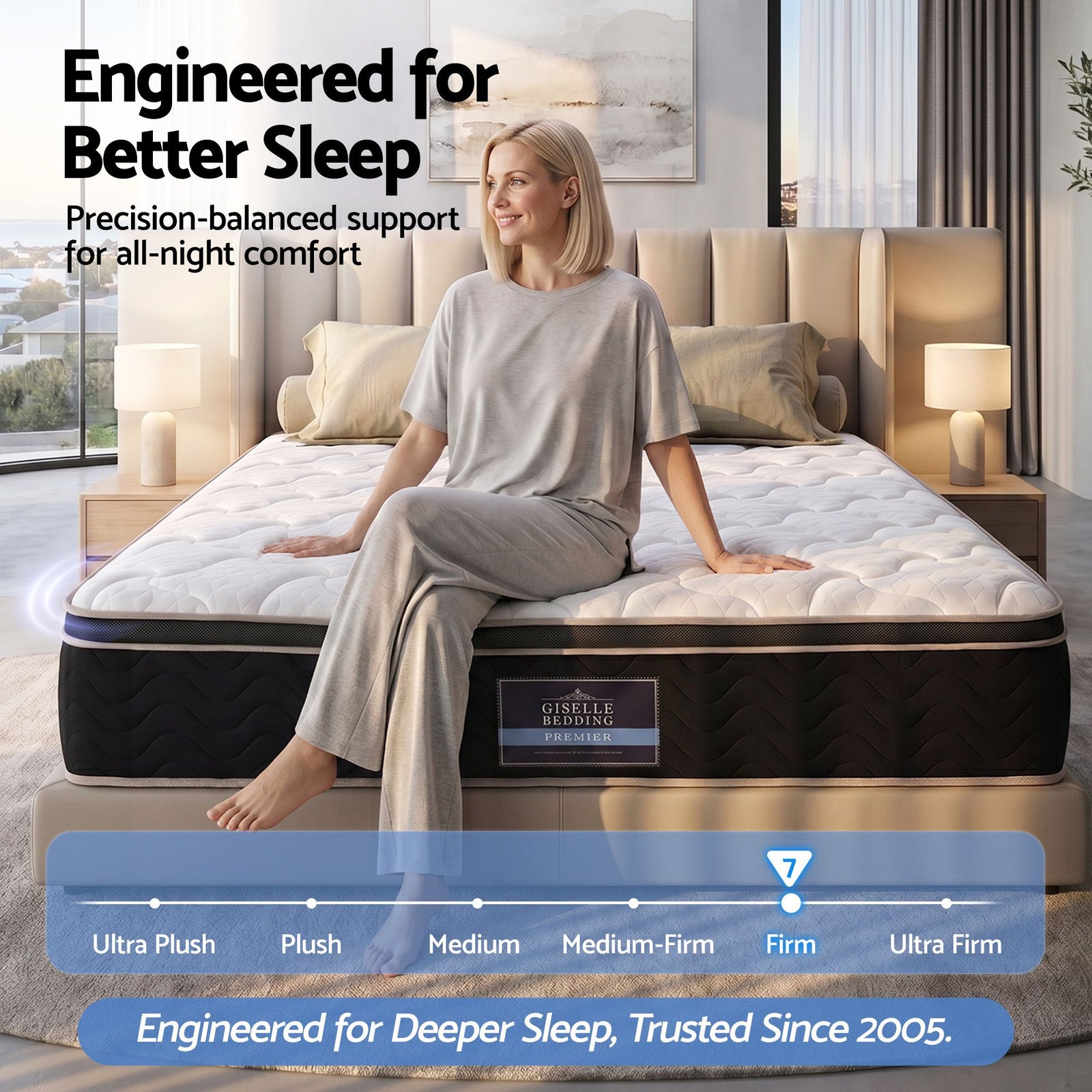 Giselle 35cm Double Mattress Firm with Copper Memory Foam and Edge Support