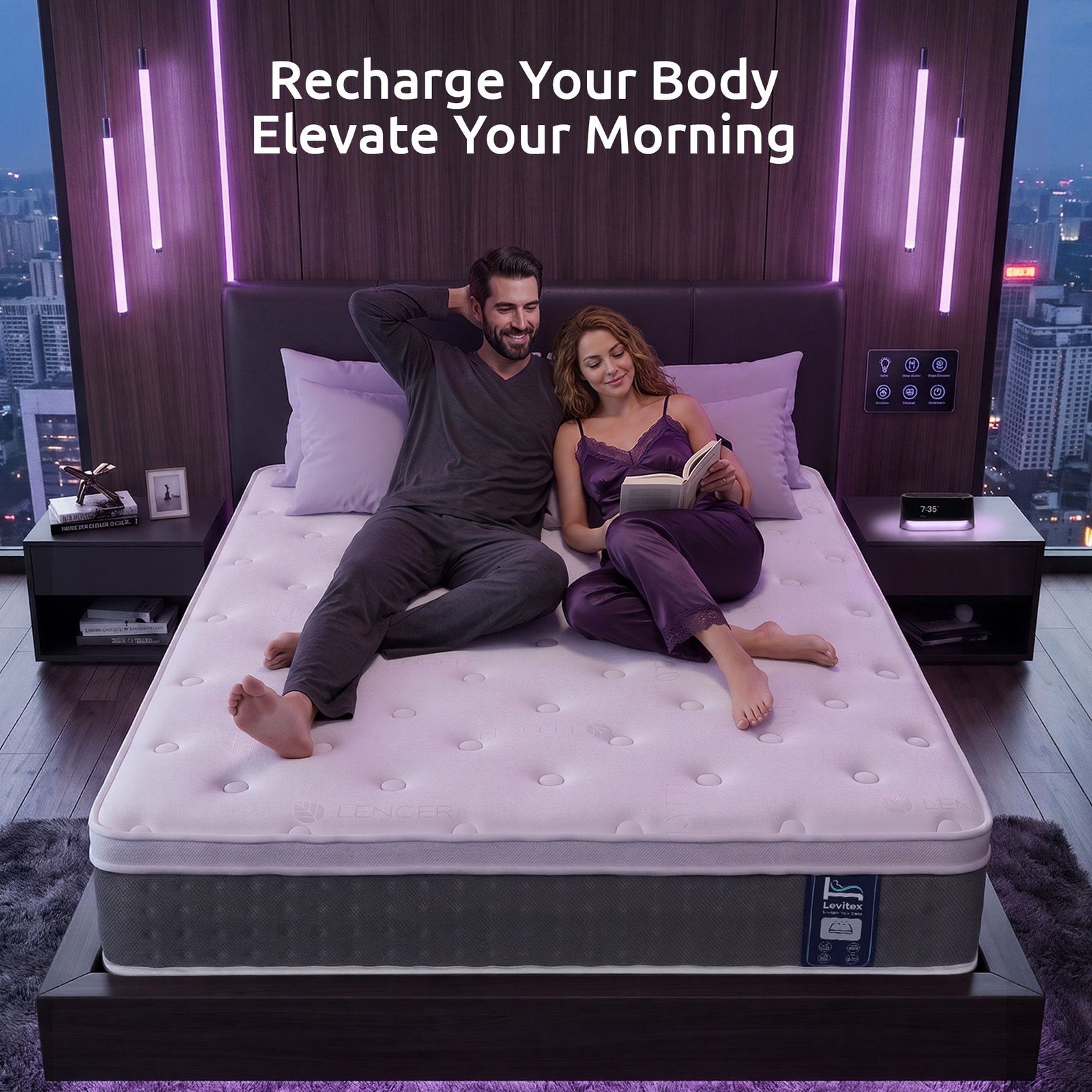 Levitex King Mattress Lumbar Support, 5-Zone Pocket Springs & 2-Row Hardened Edges for Deep Sleep, Cooling Gel Memory & Egg-Crate Foam