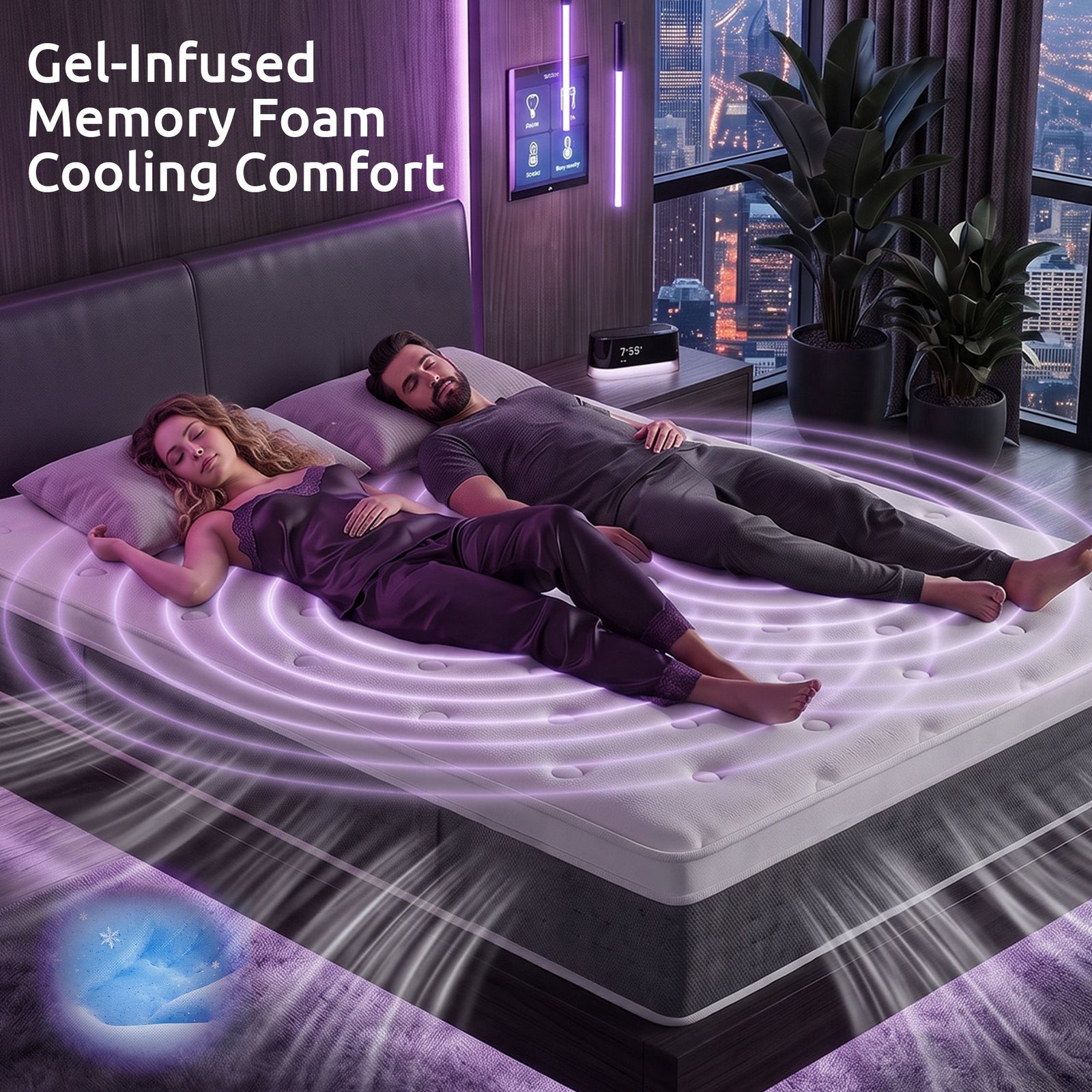 Levitex Queen Mattress Lumbar Support, 5-Zone Pocket Springs & 2-Row Hardened Edges for Deep Sleep, Cooling Gel Memory & Egg-Crate Foam