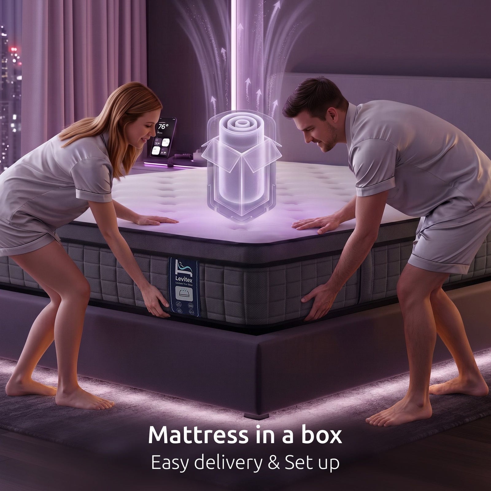 Levitex King Mattress 2 Rows Edge Support for Deep Sleep 5-Zone Ergonomic Pocket Spring Breathable Corrugated Sponge Medium Firm 30CM