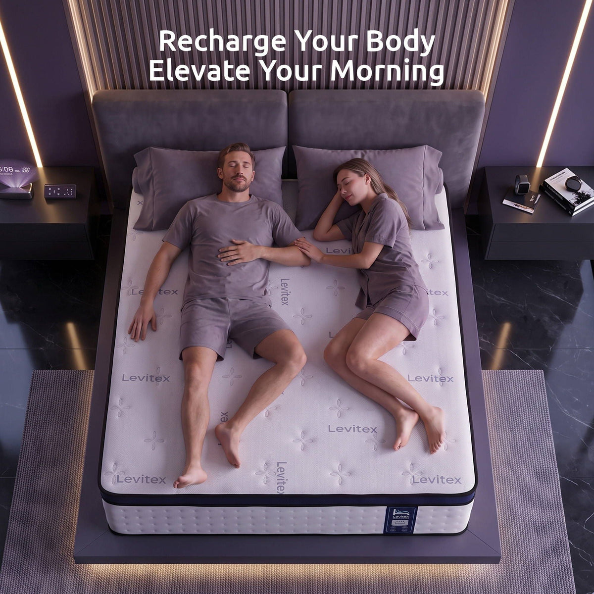 Levitex 35CM King Mattresses Gel Memory Foam and 7-Zone Ergonomic Pocket Spring, Anti-Roll Dual-Row Edge, Undisturbed Deep Sleep For Restless Couples, Triple Cooling System