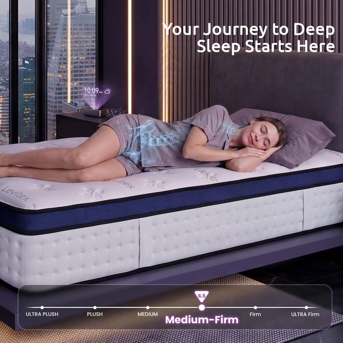 Levitex 35CM Single Mattresses Gel Memory Foam and 7-Zone Ergonomic Pocket Spring, Anti-Roll Dual-Row Edge, Triple Cooling System for Hot Sleepers