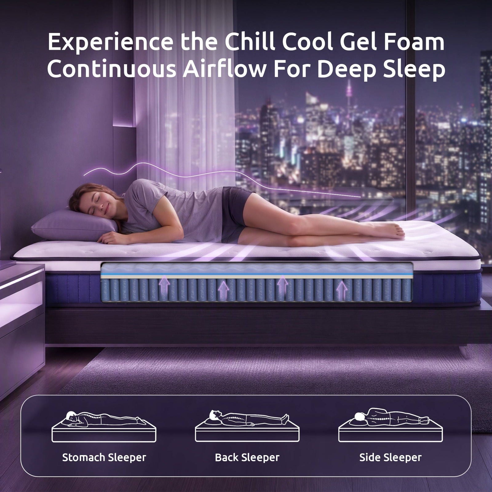 Levitex Double Mattress 23CM With Pocket Spring & Cooling Gel Foam, Medium-Firm Full-Body Support, Mattresses In A Box