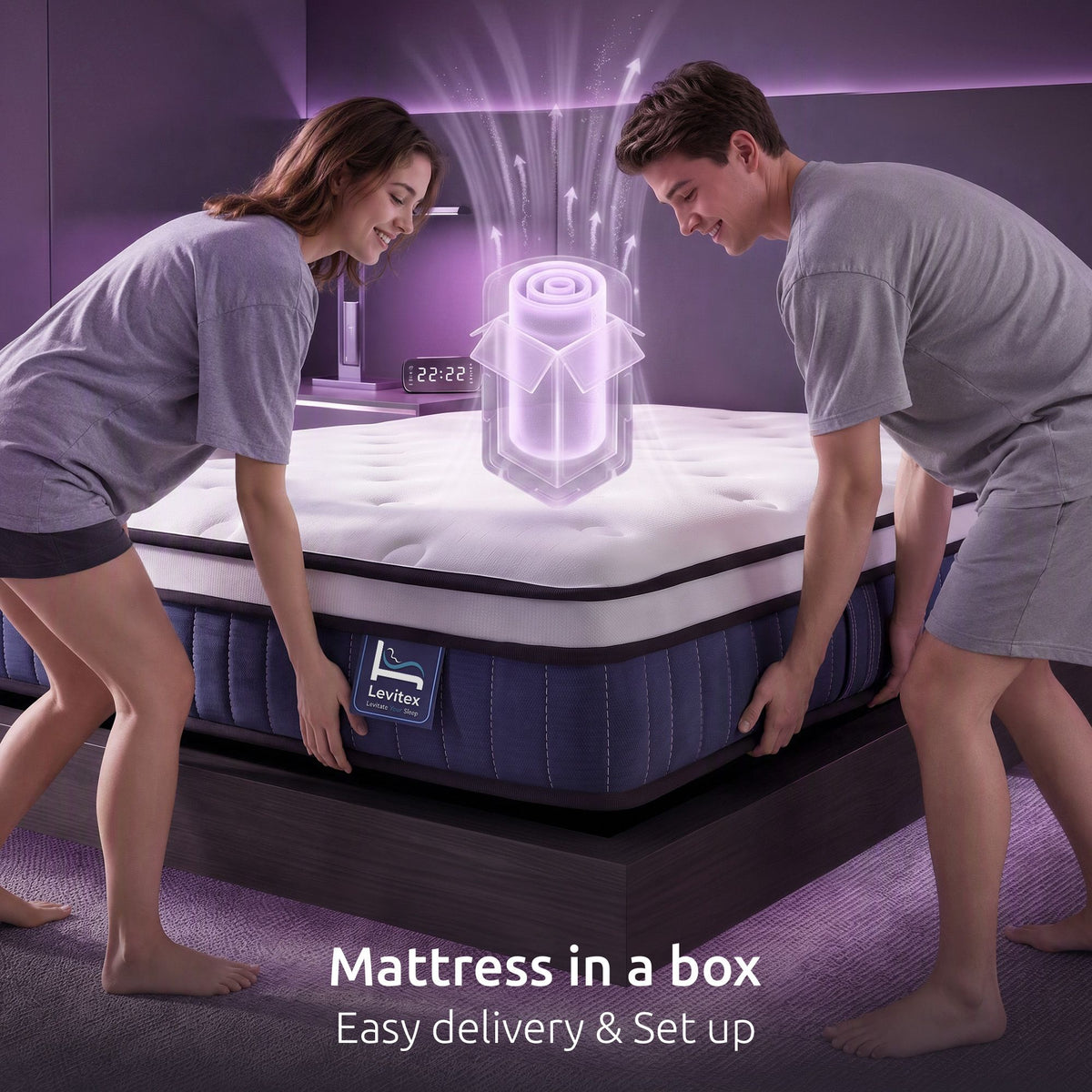 Levitex Queen Mattress 23CM With Pocket Spring & Cooling Gel Foam, Medium-Firm Full-Body Support, Mattresses In A Box