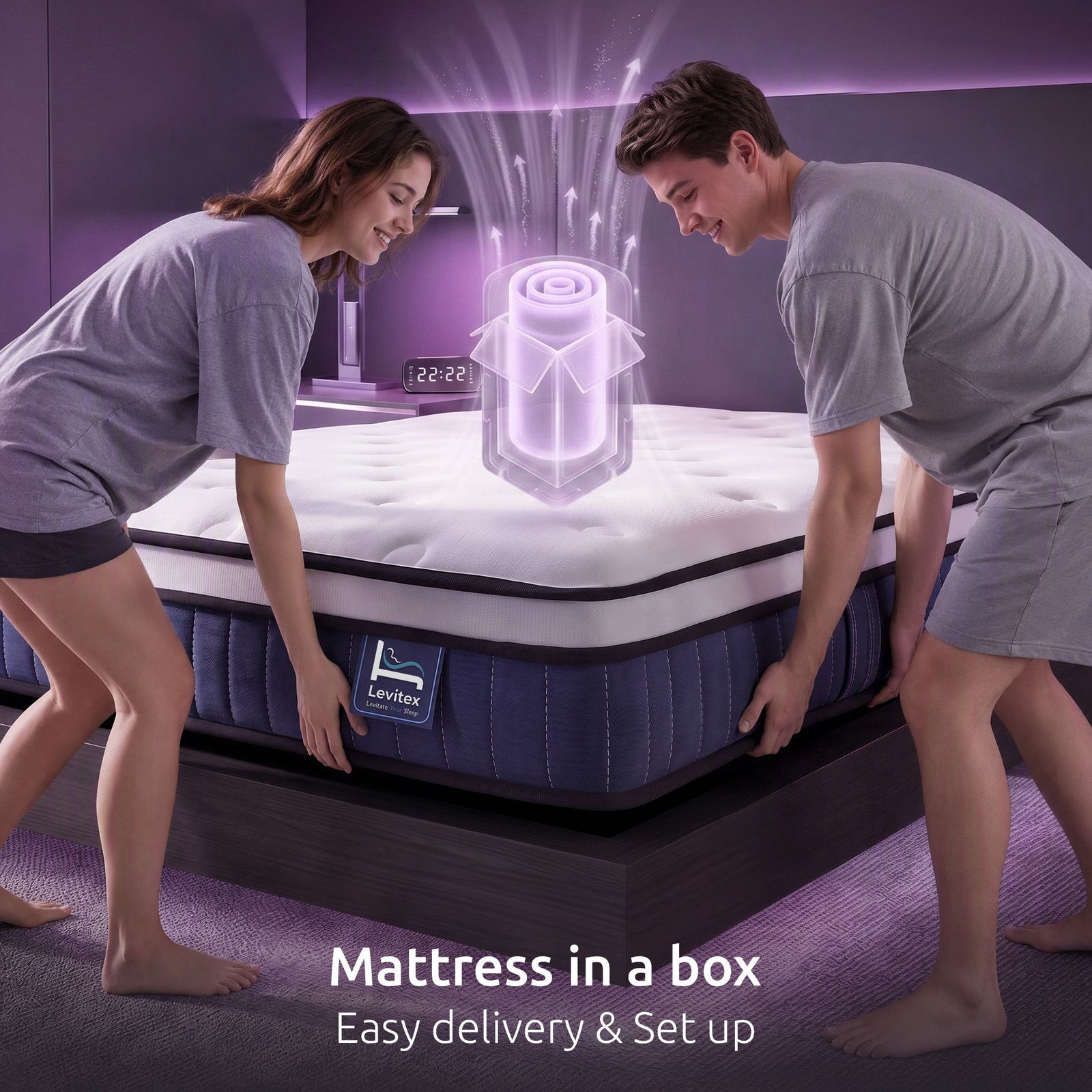 Levitex Queen Mattress 23CM With Pocket Spring & Cooling Gel Foam, Medium-Firm Full-Body Support, Mattresses In A Box