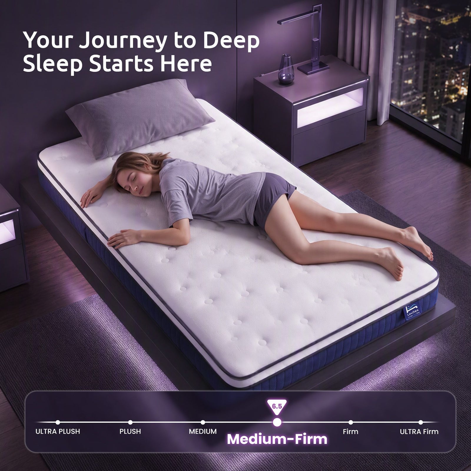 Levitex Single Mattress 23CM With Pocket Spring & Cooling Gel Foam, Medium-Firm Full-Body Support, Mattresses In A Box