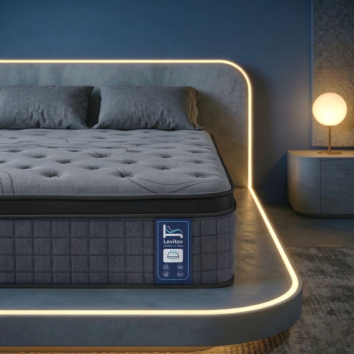 Levitex 33 cm Mattress 8.0 Extra Firm 7-Zone Pocket Spring Mattress with Dual-Row Edge Support &amp; Breathable Knit Cover Double