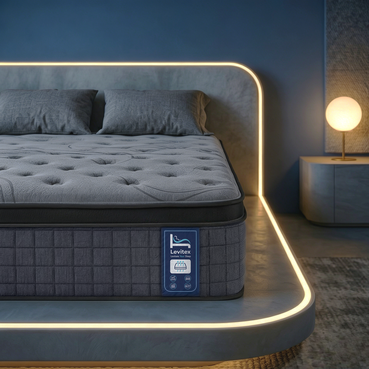 Levitex 33 cm Mattress 8.0 Extra Firm 7-Zone Pocket Spring Mattress with Dual-Row Edge Support &amp; Breathable Knit Cover Queen