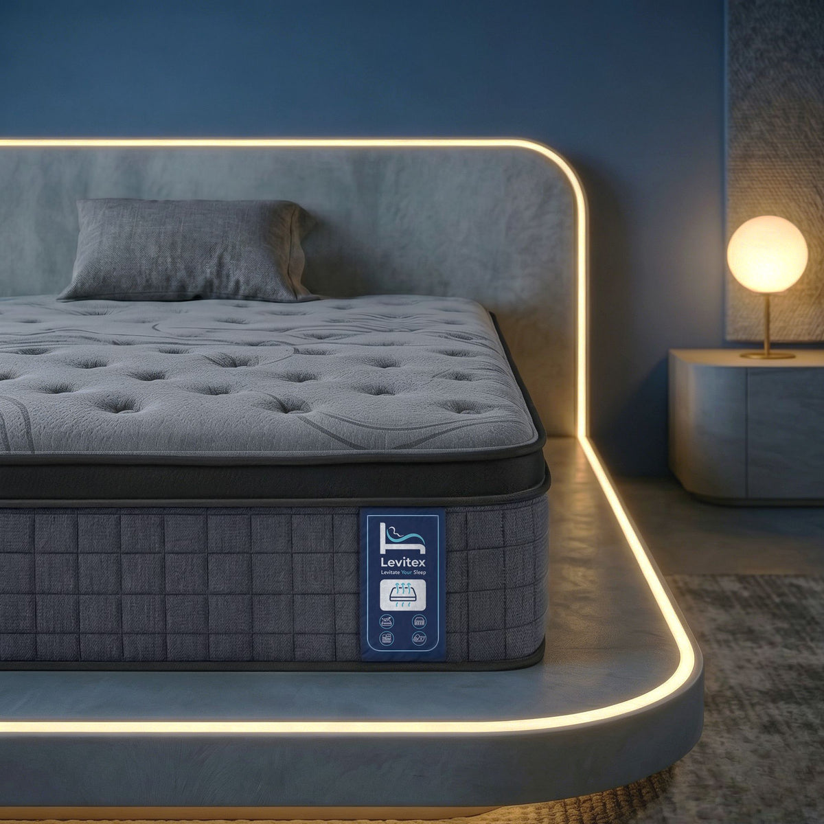 Levitex 33 cm Mattress 8.0 Extra Firm 7-Zone Pocket Spring Mattress with Dual-Row Edge Support &amp; Breathable Knit Cover Single