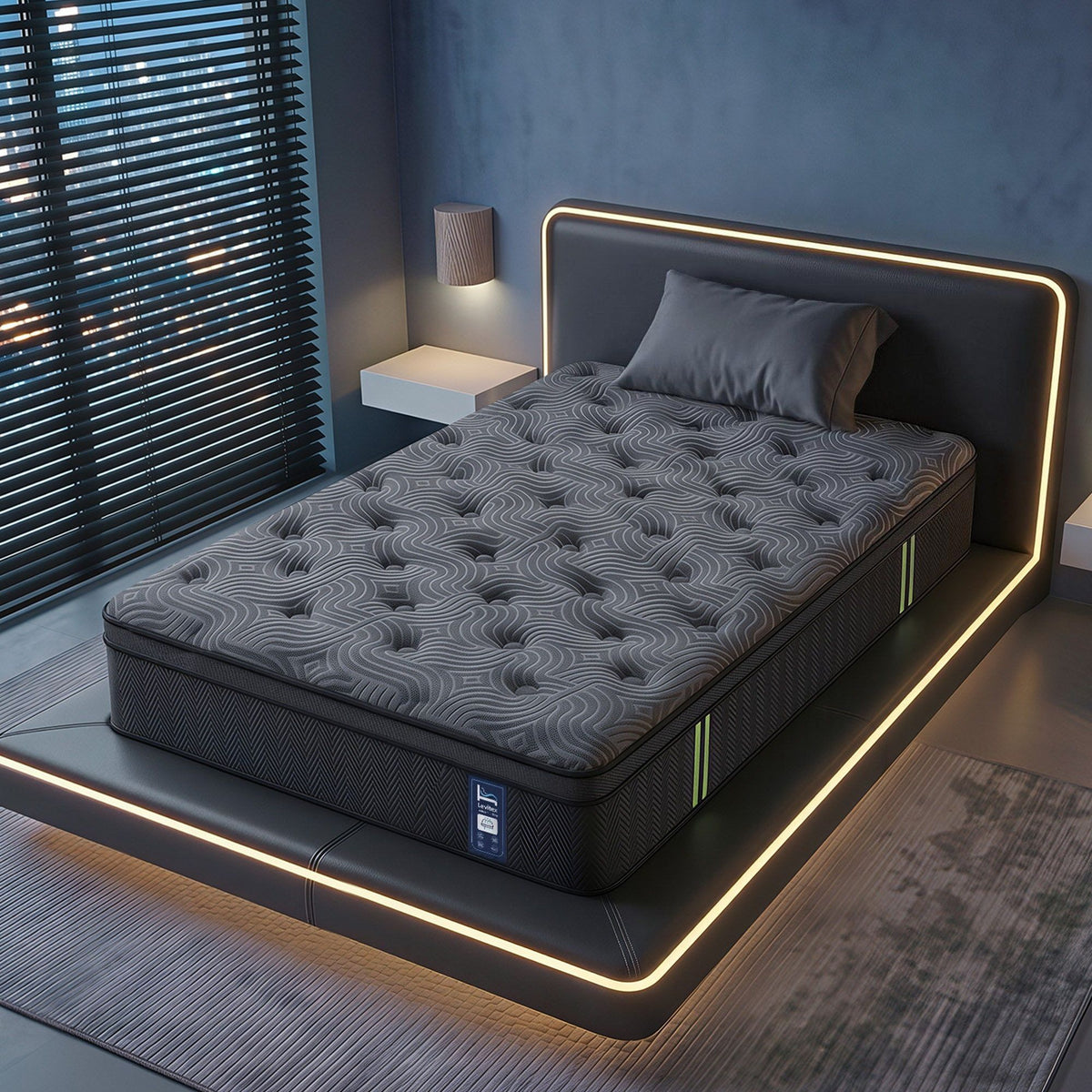 Levitex 34 cm Pocket Spring Mattress with Reinforced Edge Support &amp; 5-Zone Pressure Relief Breathable Gel Memory Foam Hybrid Mattress for Back Pain ‌King Single