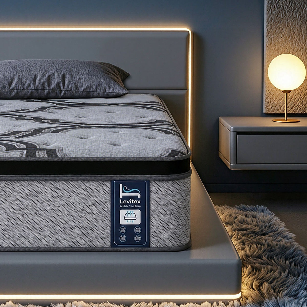 Levitex 5-Zone Pocket Spring Mattress with Latex &amp; Memory Foam 7.5 Firm Hybrid Mattress for Extra Lumbar &amp; Shoulder Support 34 cm Thickness King Single
