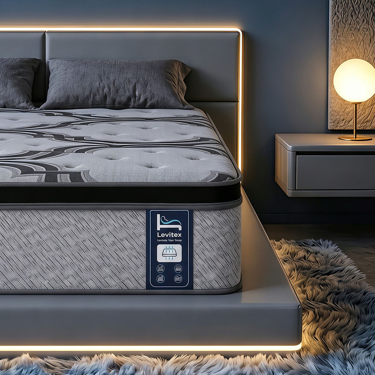 Levitex 5-Zone Pocket Spring Mattress with Latex &amp; Memory Foam 7.5 Firm Hybrid Mattress for Extra Lumbar &amp; Shoulder Support 34 cm Thickness Queen