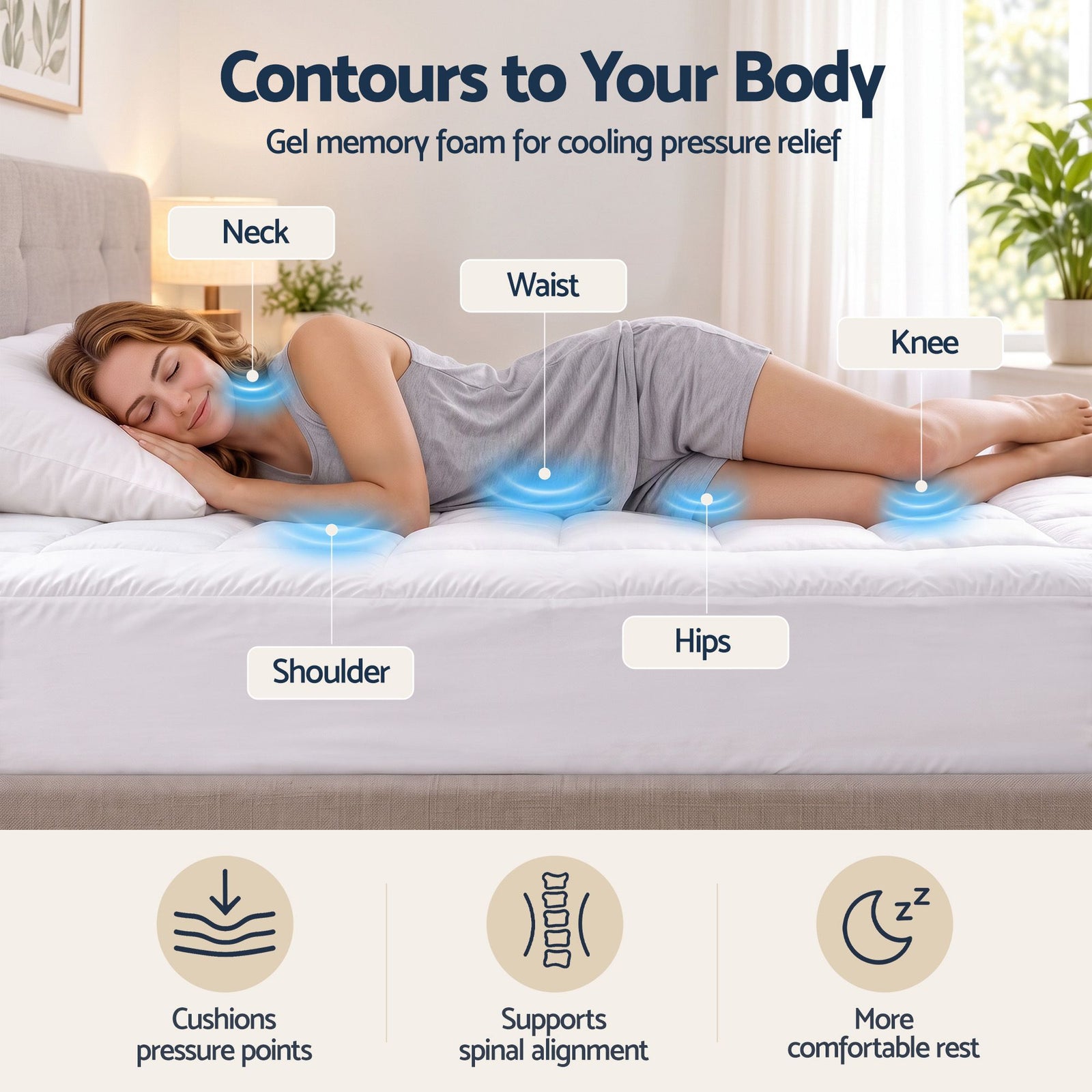 Giselle 5cm King Single Memory Foam Mattress Topper Pillow Top with Gel Foam