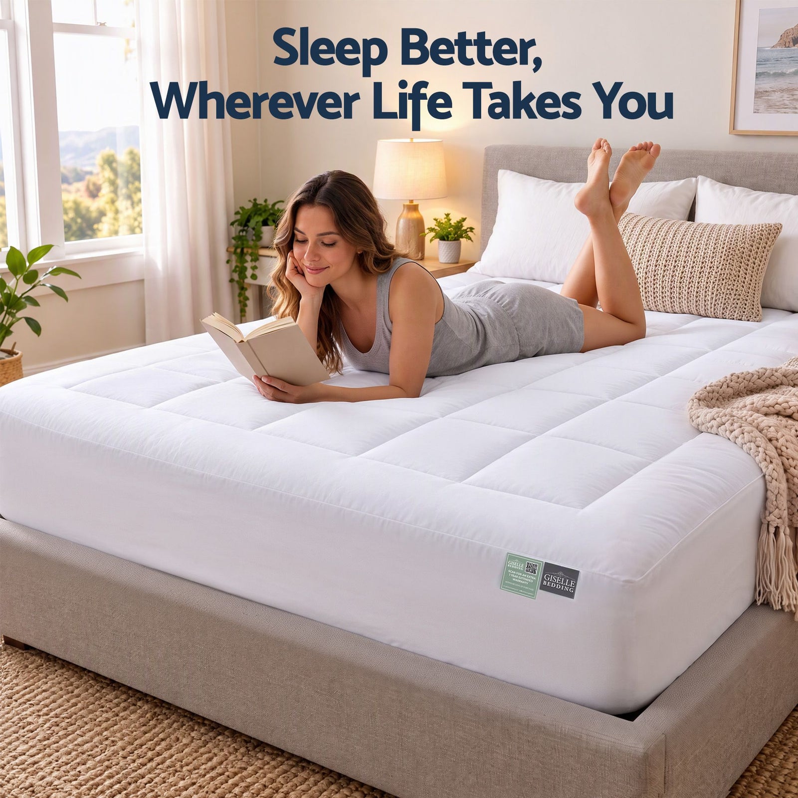 Giselle 5cm Queen Memory Foam Mattress Topper Pillow Top with Gel Foam