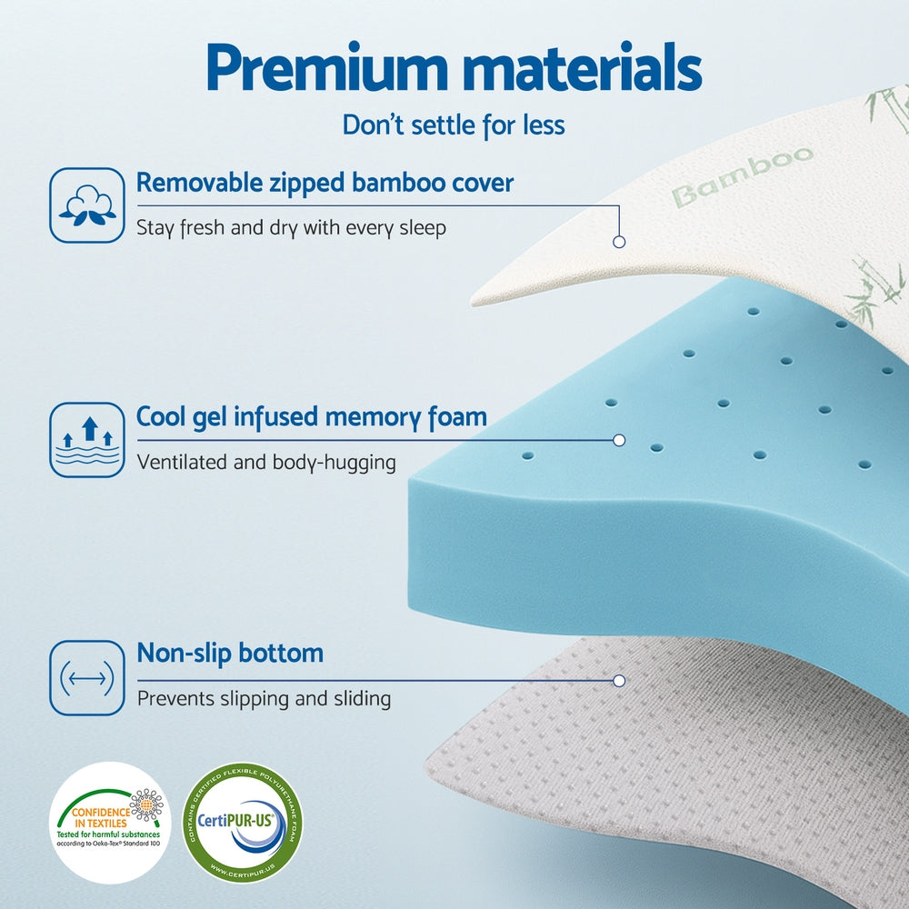 Giselle 12cm Memory Foam Mattress Topper Ventilated Cool Gel Bamboo Cover King