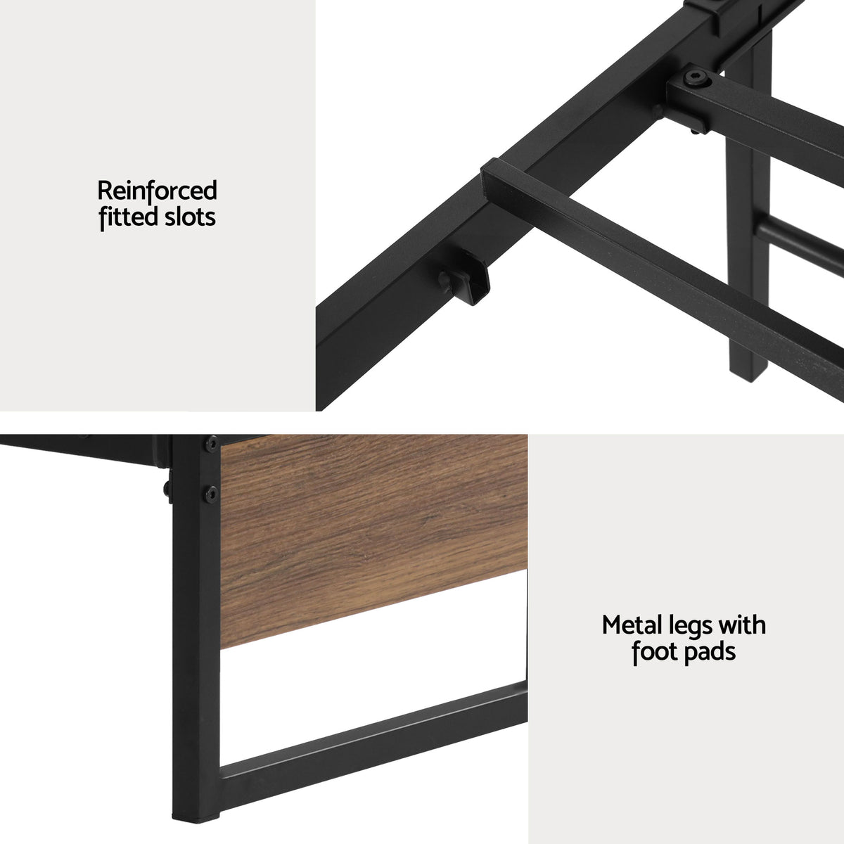 Artiss Bed Frame Metal Frame Queen Size Bed Base 2 Drawers OSLO